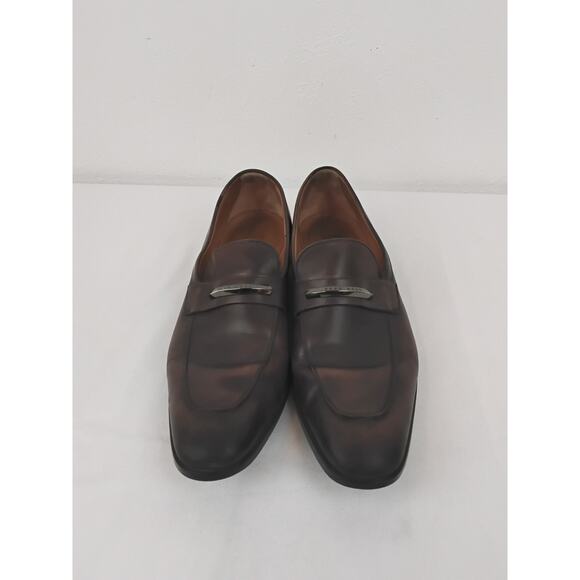 Hugo Boss Dress Shoes Men\'s 9 Brown Leather Slip On Penny Loafer #W4754 main image 10